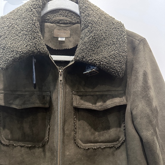 MOTHER The Four Corners Faux Suede Jacket Olive Green - Picture 4 of 9